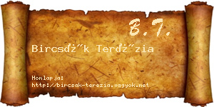 Bircsák Terézia névjegykártya